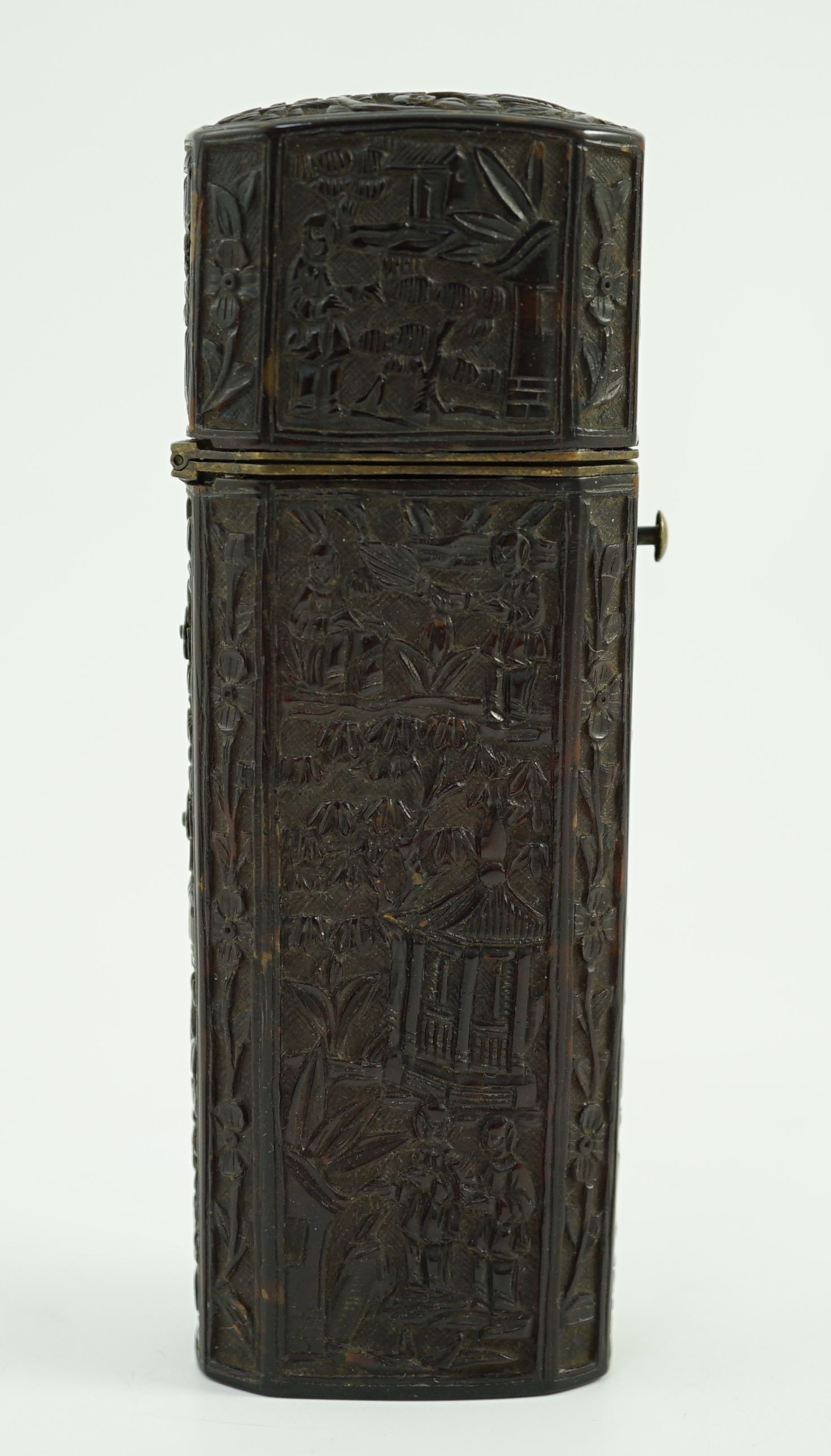 A 19th century Chinese export tortoiseshell etui case, no contents, 13cms long.